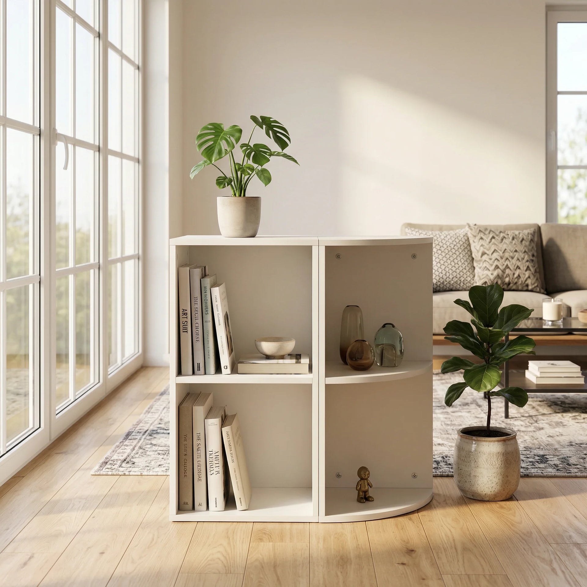 Holothuridea FurnitureR Armoire de Rangement MANDI II Blanc | MDF – Deux Compartiments