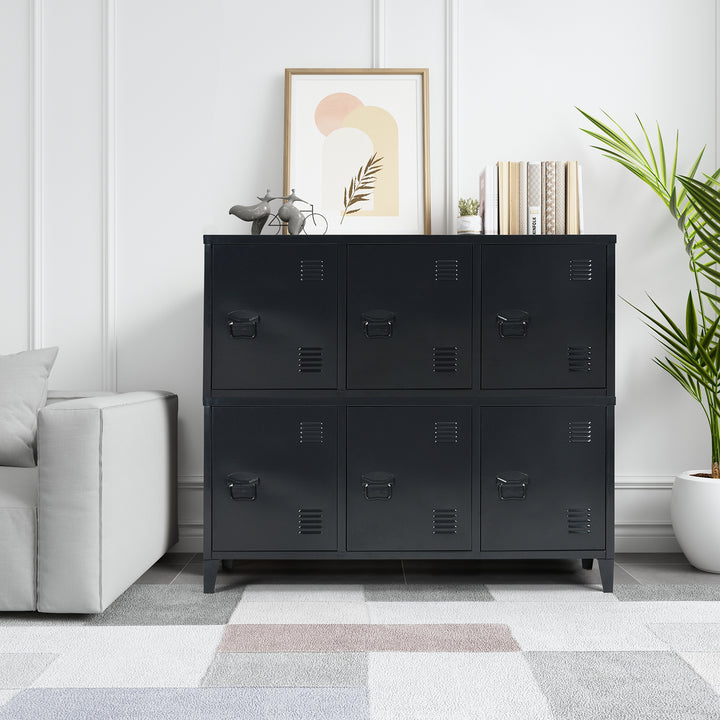 Möbel R France Matapouri Black lt Meuble Télé casier rangment métallique Enfilade Commande, Armoire de Bureau, 2 Sofas 3 Portes, Abmessungen 120 40 58 cm, Noir Mate, Standard