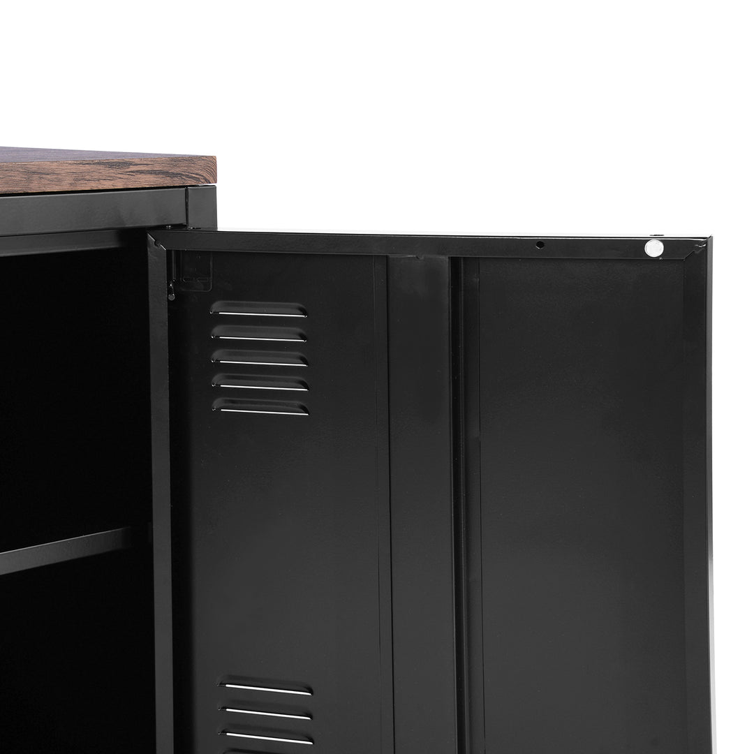 Möbel R France Matapouri Black lt Meuble Télé casier rangment métallique Enfilade Commande, Armoire de Bureau, 2 Sofas 3 Portes, Abmessungen 120 40 58 cm, Noir Mate, Standard