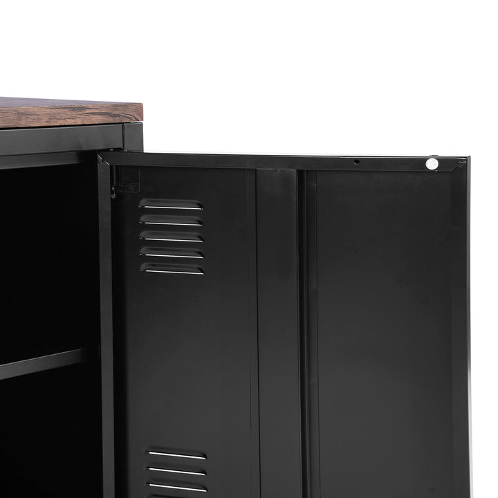 Möbel R France Matapouri Black lt Meuble Télé casier rangment métallique Enfilade Commande, Armoire de Bureau, 2 Sofas 3 Portes, Abmessungen 120 40 58 cm, Noir Mate, Standard