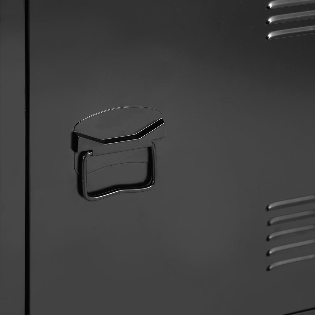 Möbel R France Matapouri Black lt Meuble Télé casier rangment métallique Enfilade Commande, Armoire de Bureau, 2 Sofas 3 Portes, Abmessungen 120 40 58 cm, Noir Mate, Standard