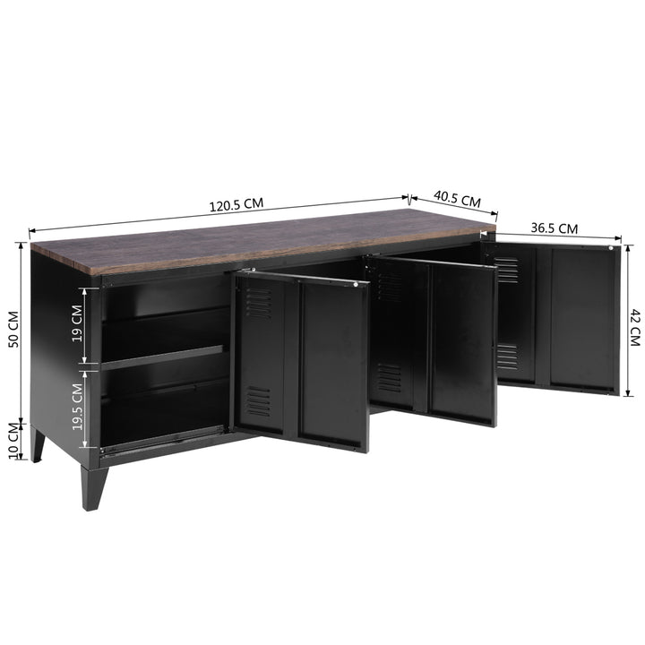Möbel R France Matapouri Black lt Meuble Télé casier rangment métallique Enfilade Commande, Armoire de Bureau, 2 Sofas 3 Portes, Abmessungen 120 40 58 cm, Noir Mate, Standard
