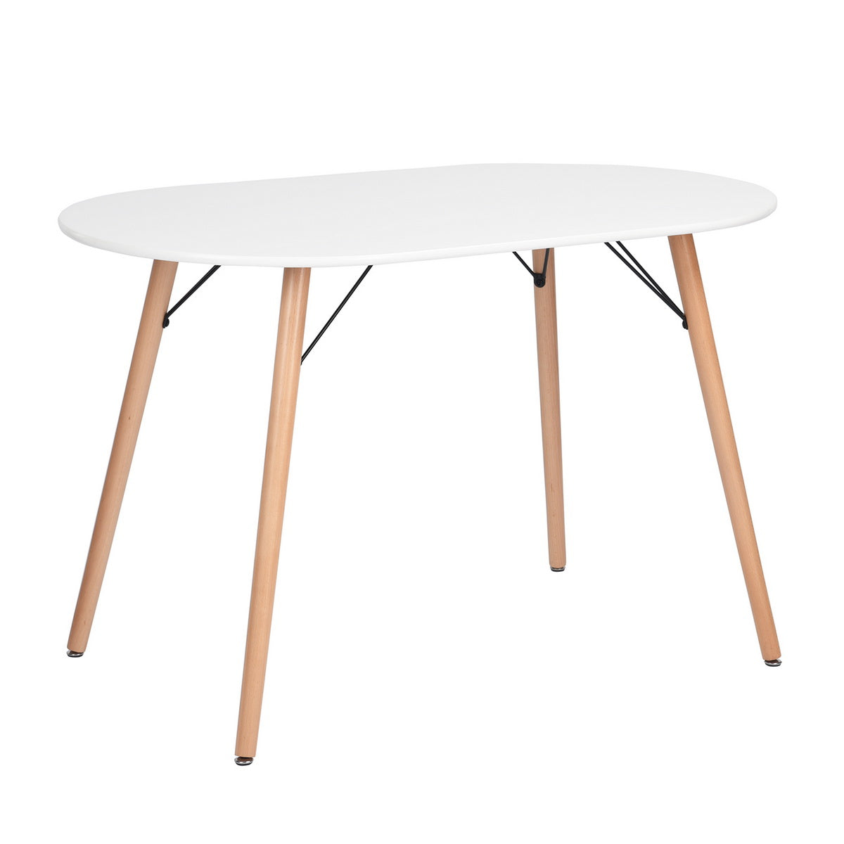 Table de salle à manger ovale moderne FurnitureR de 120 cm (47,2 pouces) pour 4 à 6 personnes, table blanche fonctionnelle avec pieds en bois pour la maison, le bureau, la cuisine, la salle à manger ou la terrasse.
