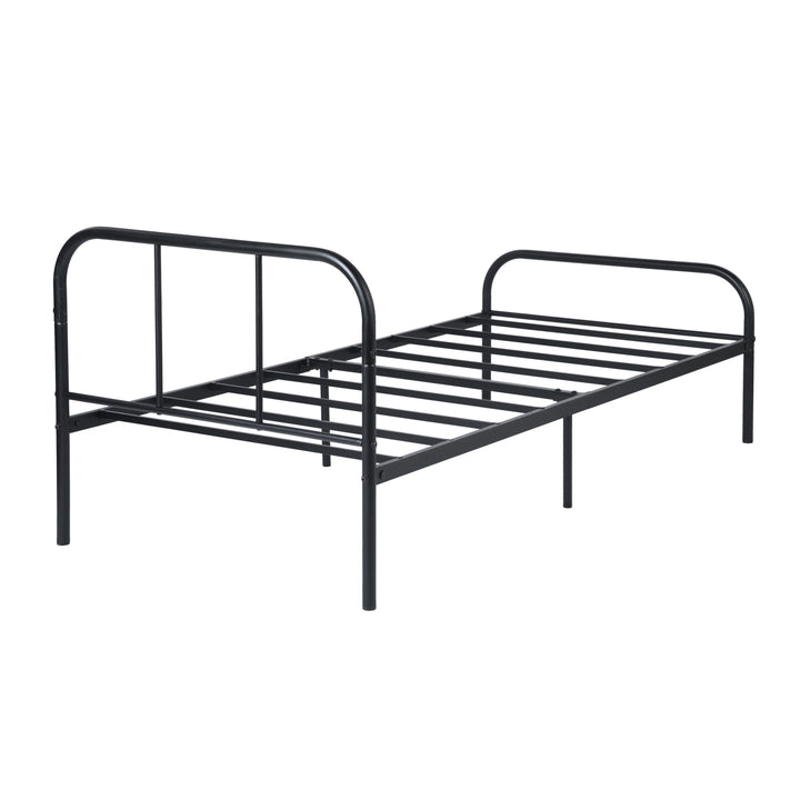 FurnitureR Lit une place noir 1 pièce, design sobre moderne, structure 100% métal solide, idéal chambre enfant et adulte, gain de place, entretien facile, style épuré contemporain
