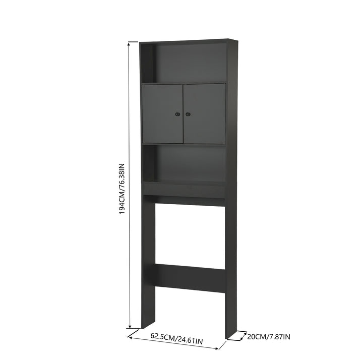 Meuble de rangement FurnitureR à poser au-dessus des toilettes, étagère de salle de bain à 3 niveaux avec double porte et espace de rangement ouvert, étagère autoportante, hauteur 194 cm (76,38 po).