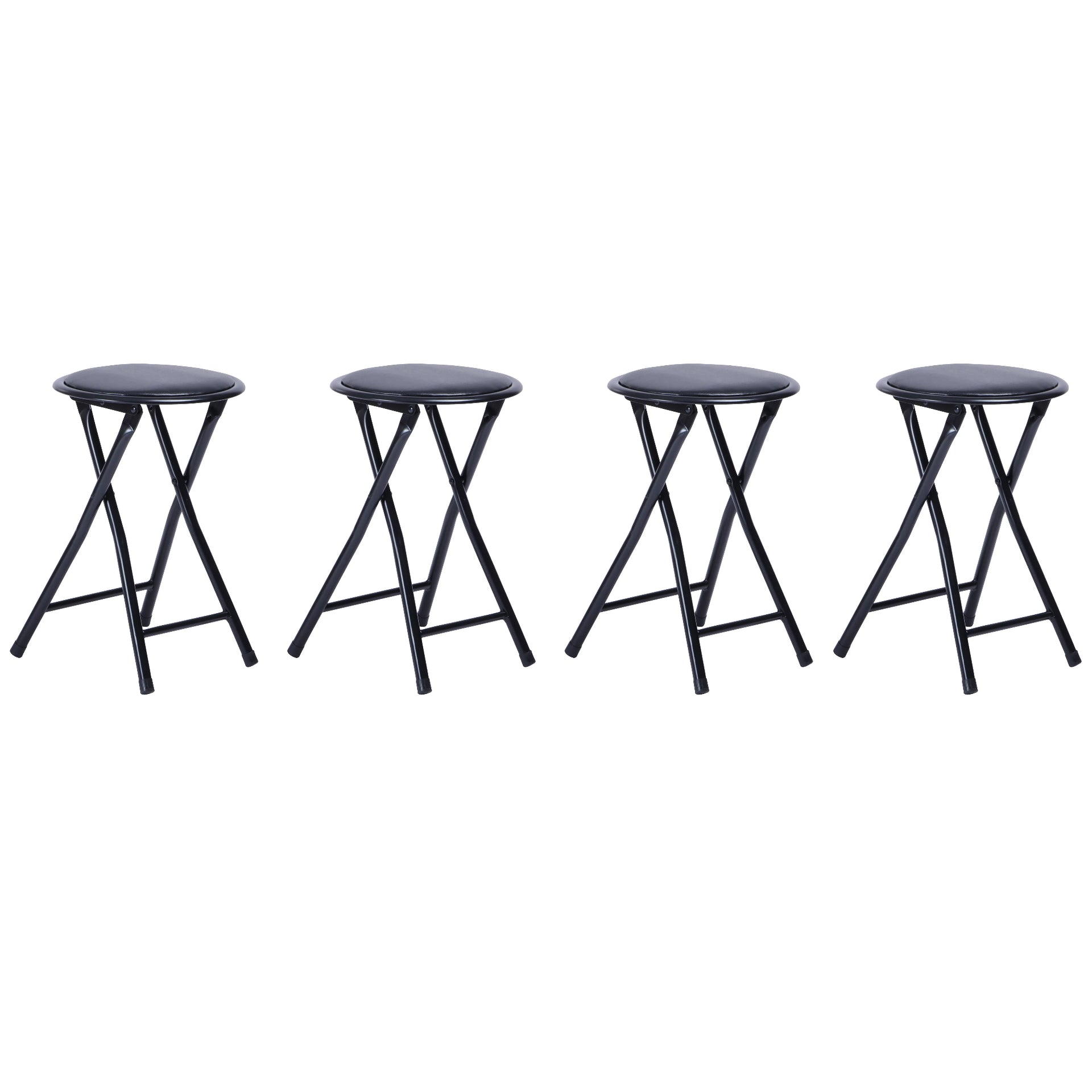 Ensemble de 4 tabourets pliants FurnitureR, tabourets sans dossier de 45,7 cm (18 pouces), pliables, rembourrés, ronds et portables pour l'intérieur et l'extérieur, structure en métal, coussin en PVC