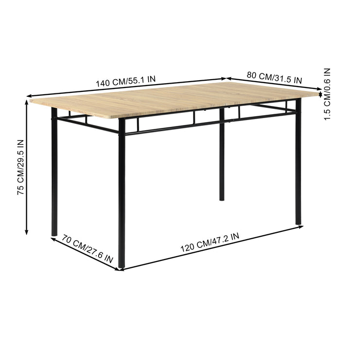 Ensemble de salle à manger FurnitureR 7 pièces pour 6 personnes, table de cuisine rectangulaire avec 6 chaises à dossier haut en cuir PU, ensemble de salle à manger confortable, hêtre