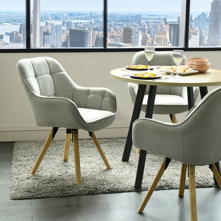 Akzent-Sessel, Stoffbezug, moderner Freizeit-Schminkstuhl mit gepolsterter Rückenlehne und Sitzkissen, drehbarer Sessel, Grau