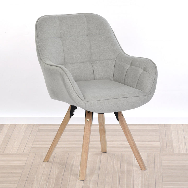 Akzent-Sessel, Stoffbezug, moderner Freizeit-Schminkstuhl mit gepolsterter Rückenlehne und Sitzkissen, drehbarer Sessel, Grau