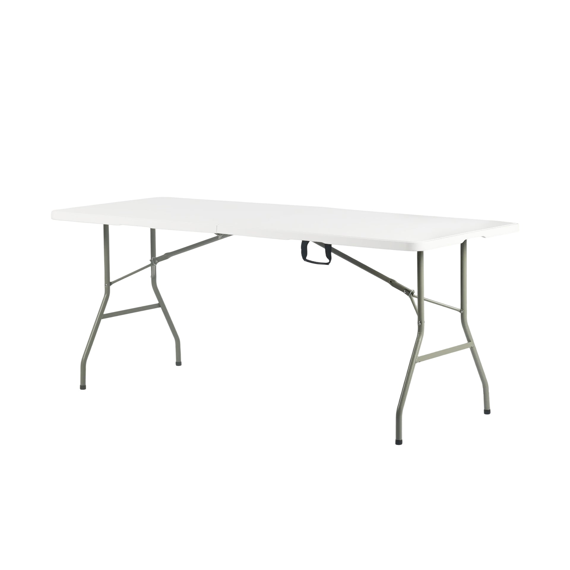 Table pliante FurnitureR 1,83 m (6 pi), table utilitaire portable en plastique de 183 cm (72 po) avec poignée de transport, table pliable en deux avec pieds en métal pour l'intérieur et l'extérieur.