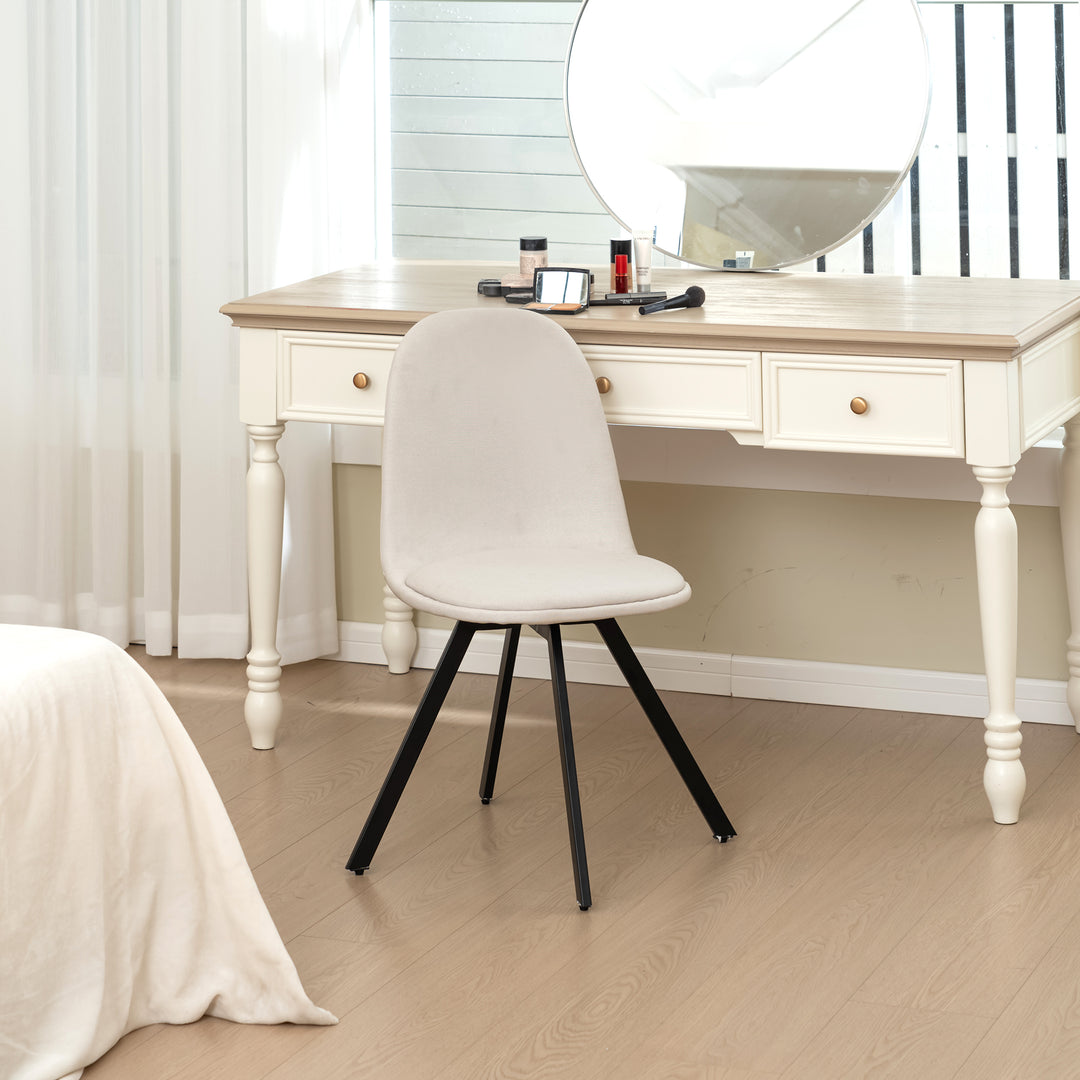 Furniture R Lot de 4 Chaises, Pivotant sur 360° without Accoudoirs and with the Pieds Radiaux en Métal, Élégantes pour la Chambre a Coucher and the Salle a Manger, Cremefarben, Beige, 41 x 46 x 77 cm