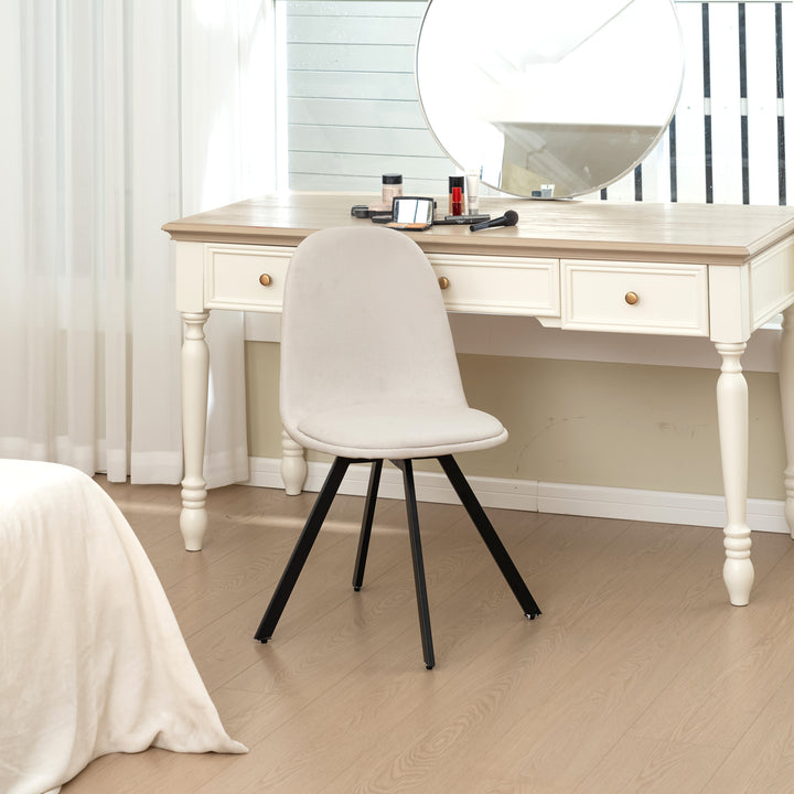 Furniture R Lot de 4 Chaises, Pivotant sur 360° without Accoudoirs and with the Pieds Radiaux en Métal, Élégantes pour la Chambre a Coucher and the Salle a Manger, Cremefarben, Beige, 41 x 46 x 77 cm