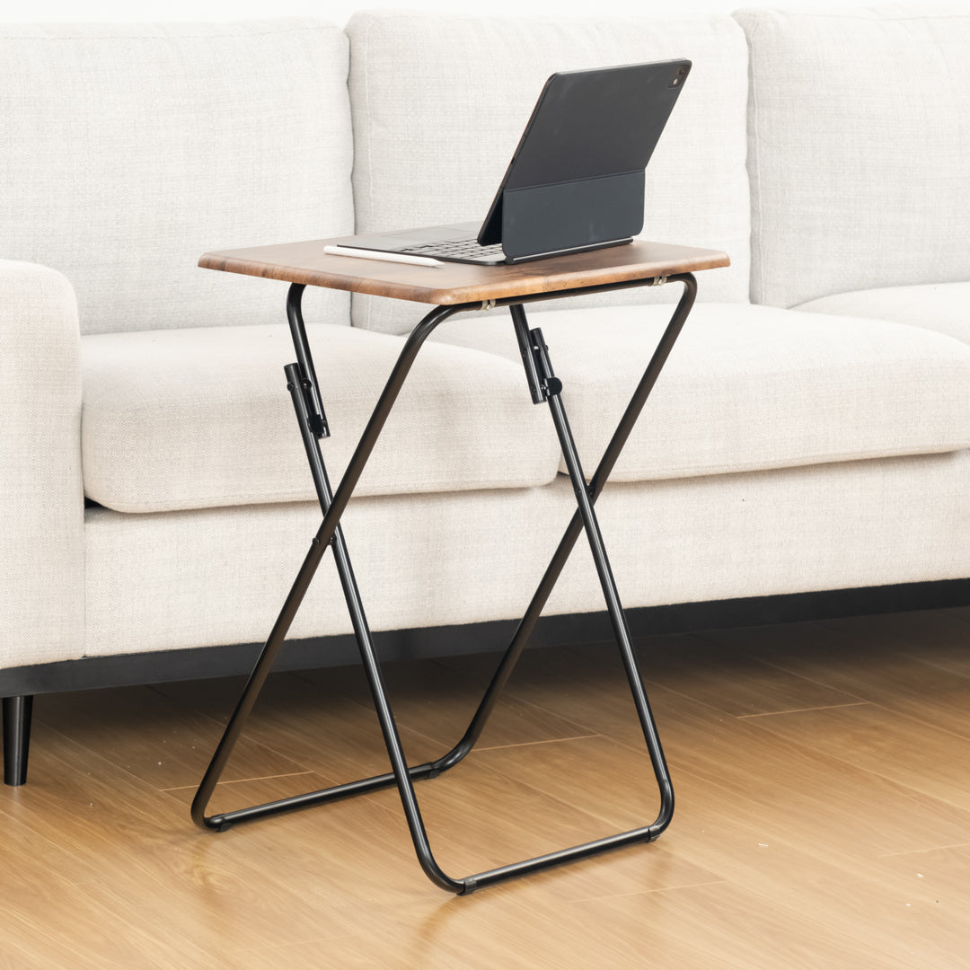 Furniture R Lot de 2 Tables D'Appoint Pliantes, MDF et Métal de Haute Qualité, Convient au Canapé, Table de Chevet, Table À Plantes de Balcon
