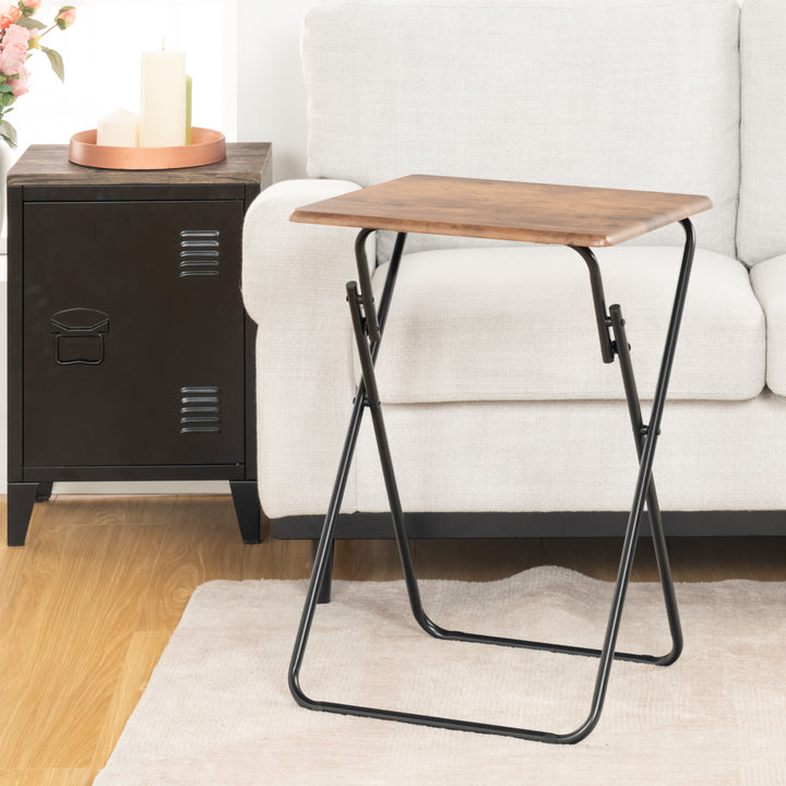 Furniture R Lot de 2 Tables D'Appoint Pliantes, MDF et Métal de Haute Qualité, Convient au Canapé, Table de Chevet, Table À Plantes de Balcon