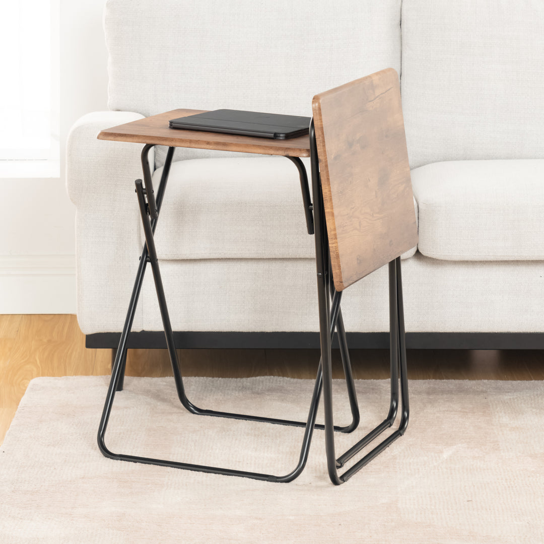 Furniture R Lot de 2 Tables D'Appoint Pliantes, MDF et Métal de Haute Qualité, Convient au Canapé, Table de Chevet, Table À Plantes de Balcon