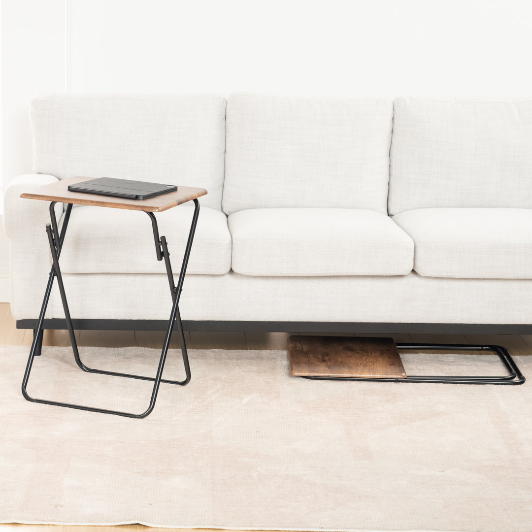 Furniture R Lot de 2 Tables D'Appoint Pliantes, MDF et Métal de Haute Qualité, Convient au Canapé, Table de Chevet, Table À Plantes de Balcon