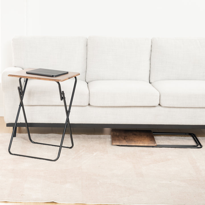 Furniture R Lot de 2 Tables D'Appoint Pliantes, MDF et Métal de Haute Qualité, Convient au Canapé, Table de Chevet, Table À Plantes de Balcon