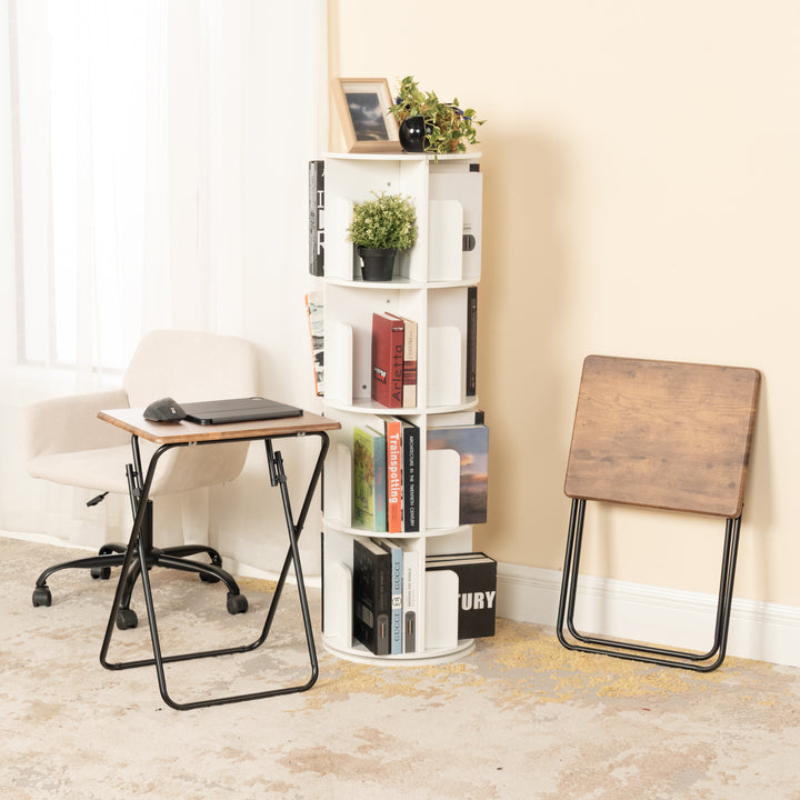 Furniture R Lot de 2 Tables D'Appoint Pliantes, MDF et Métal de Haute Qualité, Convient au Canapé, Table de Chevet, Table À Plantes de Balcon