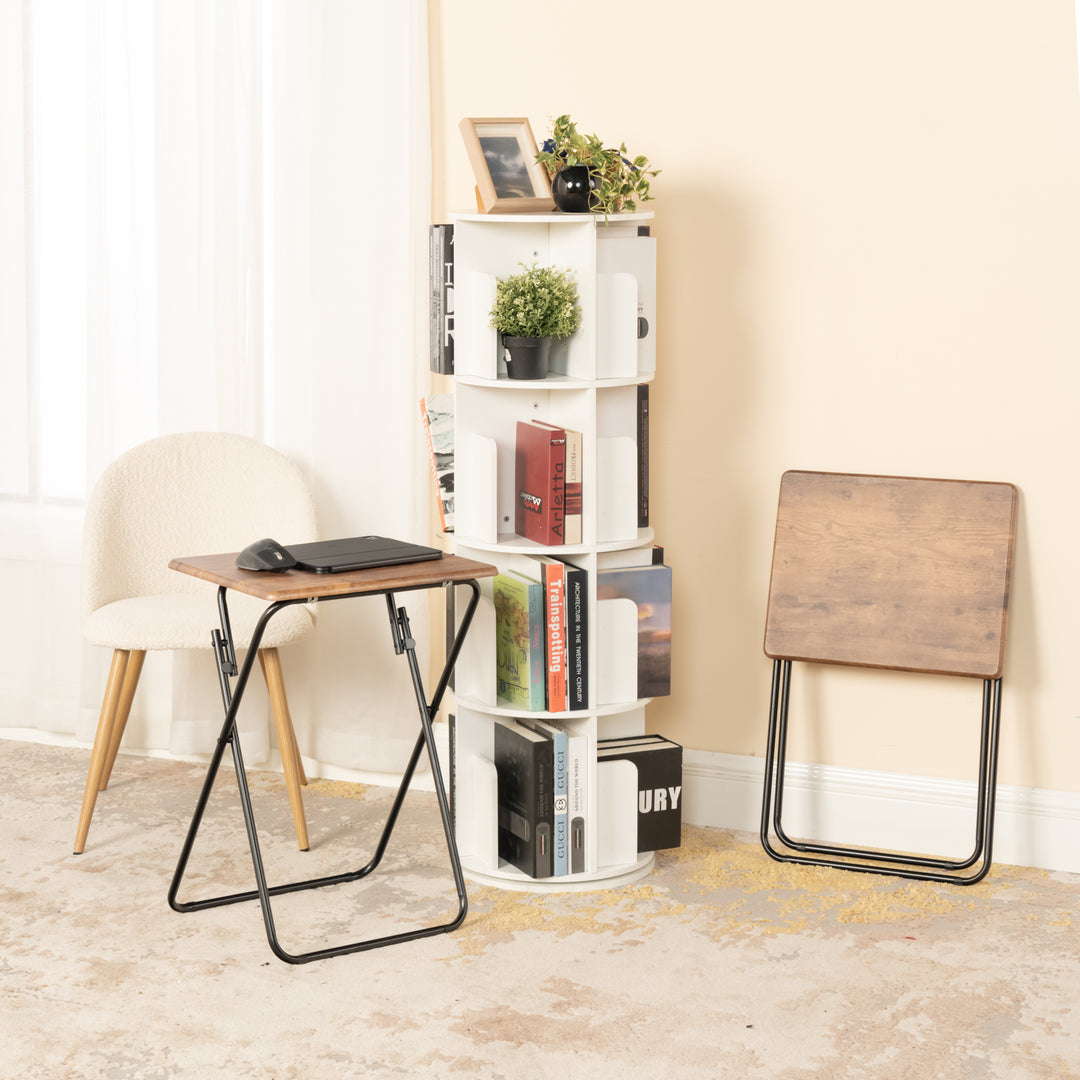 Furniture R Lot de 2 Tables D'Appoint Pliantes, MDF et Métal de Haute Qualité, Convient au Canapé, Table de Chevet, Table À Plantes de Balcon