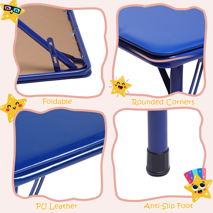 FurnitureR 5-teiliges Klapptisch- und Stuhlset, quadratischer Tisch und Stühle für Kindertagesstätten und Klassenzimmer, kleines Aktivitätstisch- und Stuhlset für Kinder