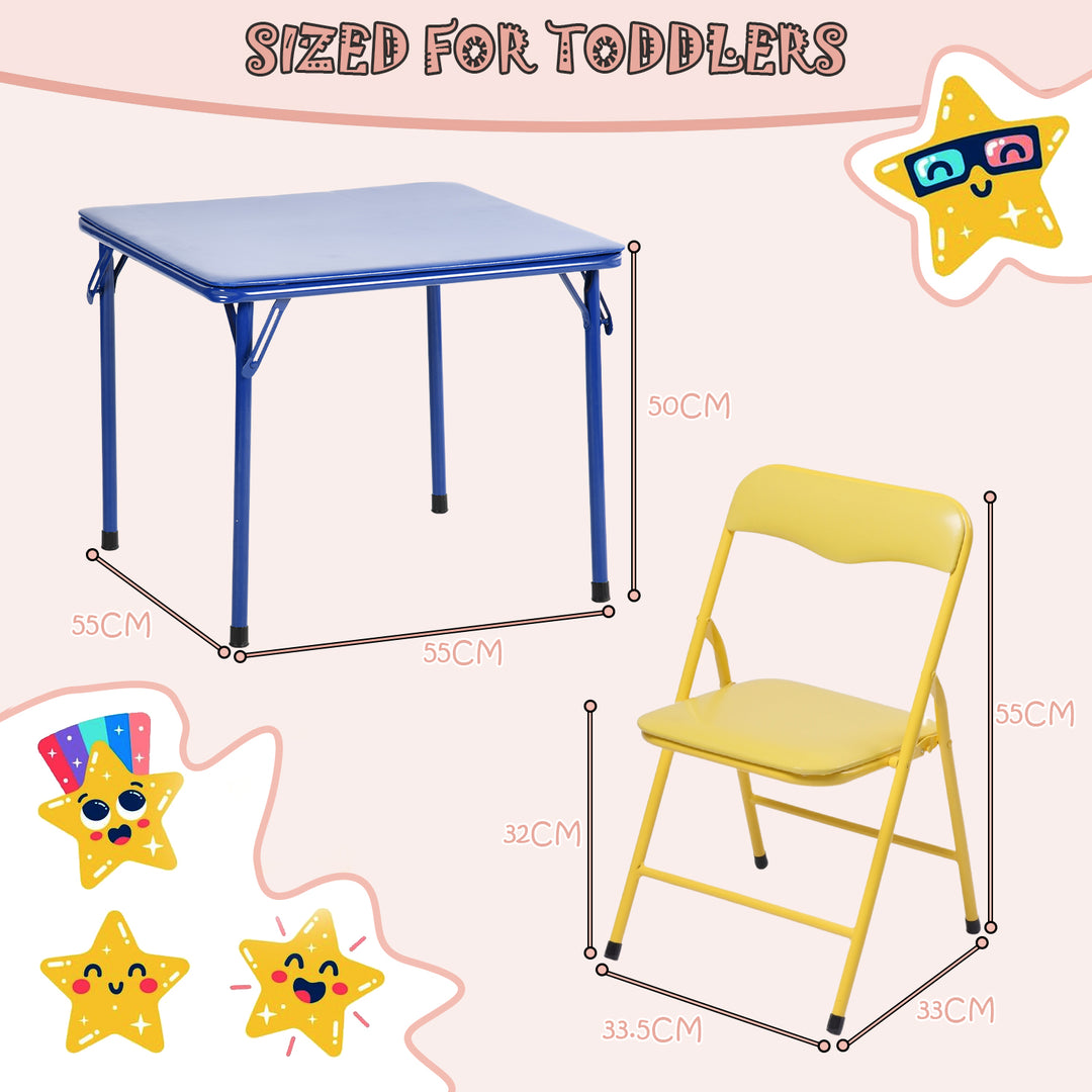 FurnitureR 5-teiliges Klapptisch- und Stuhlset, quadratischer Tisch und Stühle für Kindertagesstätten und Klassenzimmer, kleines Aktivitätstisch- und Stuhlset für Kinder