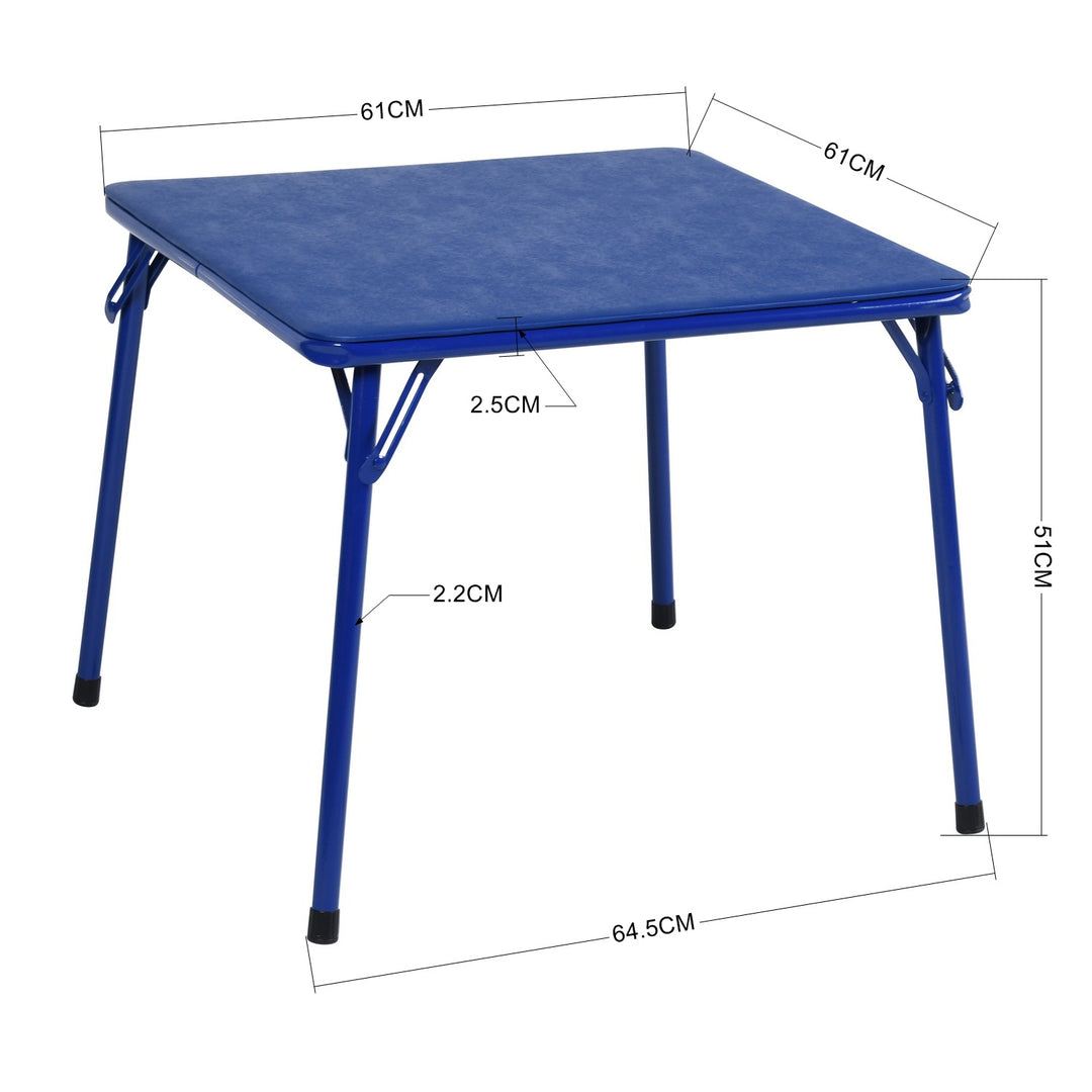 Kindermöbel-Set R, 5-teilig – Tisch und Stühle, farbenfrohe, klappbare Polsterstühle, tragbares Metallgestell, ideal für Schlafzimmer, Kindergarten, Spielzimmer, pflegeleichte Oberfläche, 61 x 61 x 50 cm