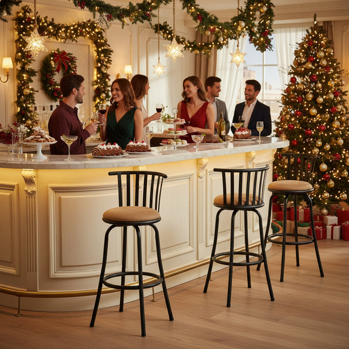 FurnitureR Barhocker-Set, drehbar, 2er-Set, höhenverstellbar, niedrige Rückenlehne mit bequemer Fußstütze, ohne Armlehnen, mit austauschbaren Beinen, 61/74 cm (24/29 Zoll)