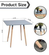 FurnitureR 80 cm (31,5 Zoll) quadratischer Esstisch, moderner Esstisch im Mid-Century-Stil mit Holzbeinen, kleiner Küchentisch für 2–4 Personen, graues und naturbelassenes Holz
