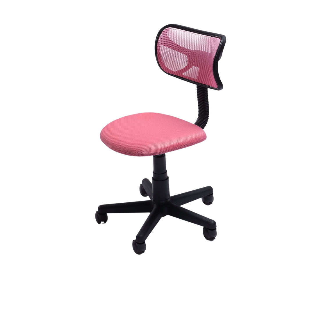 Chaise de bureau FurnituureR à dossier bas, chaise de travail ergonomique sans accoudoirs en maille, pivotante et réglable en hauteur, idéale pour le bureau à domicile ou la chambre, rose.