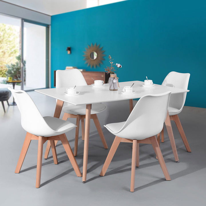 FurnitureR Esstisch, rechteckig, 47,2 Zoll (120 cm), stilvoller Freizeittisch, funktionaler Tisch mit Holzbeinen für Küche, Cafés und kleine Räume