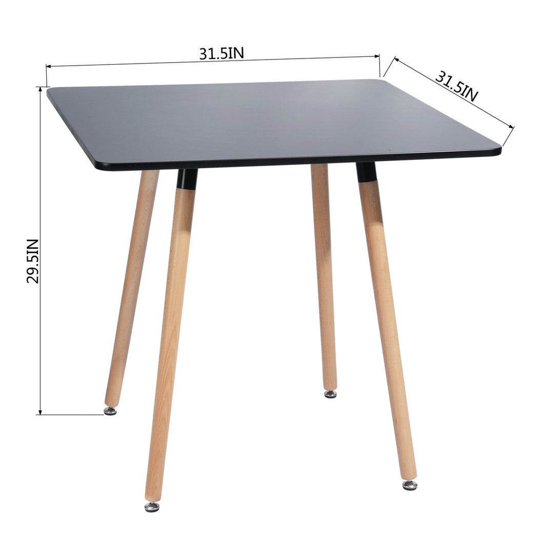 FurnitureR 80 cm (31,5 Zoll) quadratischer Esstisch, moderner Esstisch im Mid-Century-Stil mit Holzbeinen, kleiner Küchentisch für 2–4 Personen, Schwarz &amp; Naturholz
