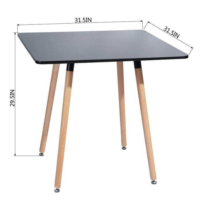 FurnitureR 80 cm (31,5 Zoll) quadratischer Esstisch, moderner Esstisch im Mid-Century-Stil mit Holzbeinen, kleiner Küchentisch für 2–4 Personen, Schwarz &amp; Naturholz