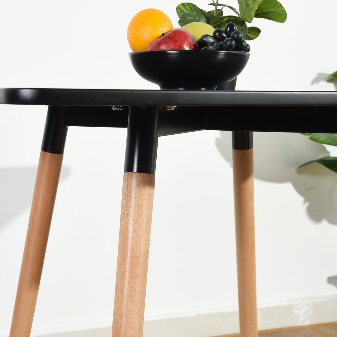 FurnitureR 80 cm (31,5 Zoll) quadratischer Esstisch, moderner Esstisch im Mid-Century-Stil mit Holzbeinen, kleiner Küchentisch für 2–4 Personen, Schwarz &amp; Naturholz