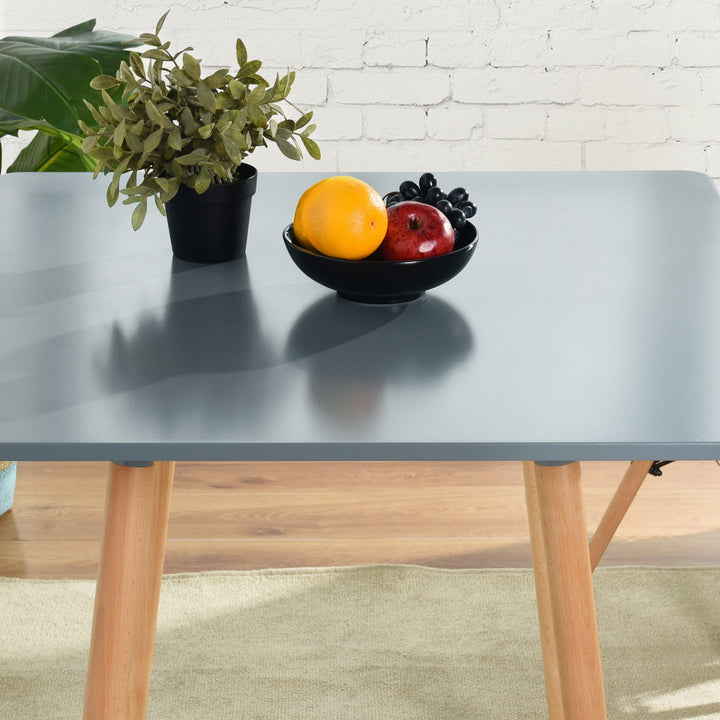 FurnitureR 80 cm (31,5 Zoll) quadratischer Esstisch, moderner Esstisch im Mid-Century-Stil mit Holzbeinen, kleiner Küchentisch für 2–4 Personen, graues und naturbelassenes Holz