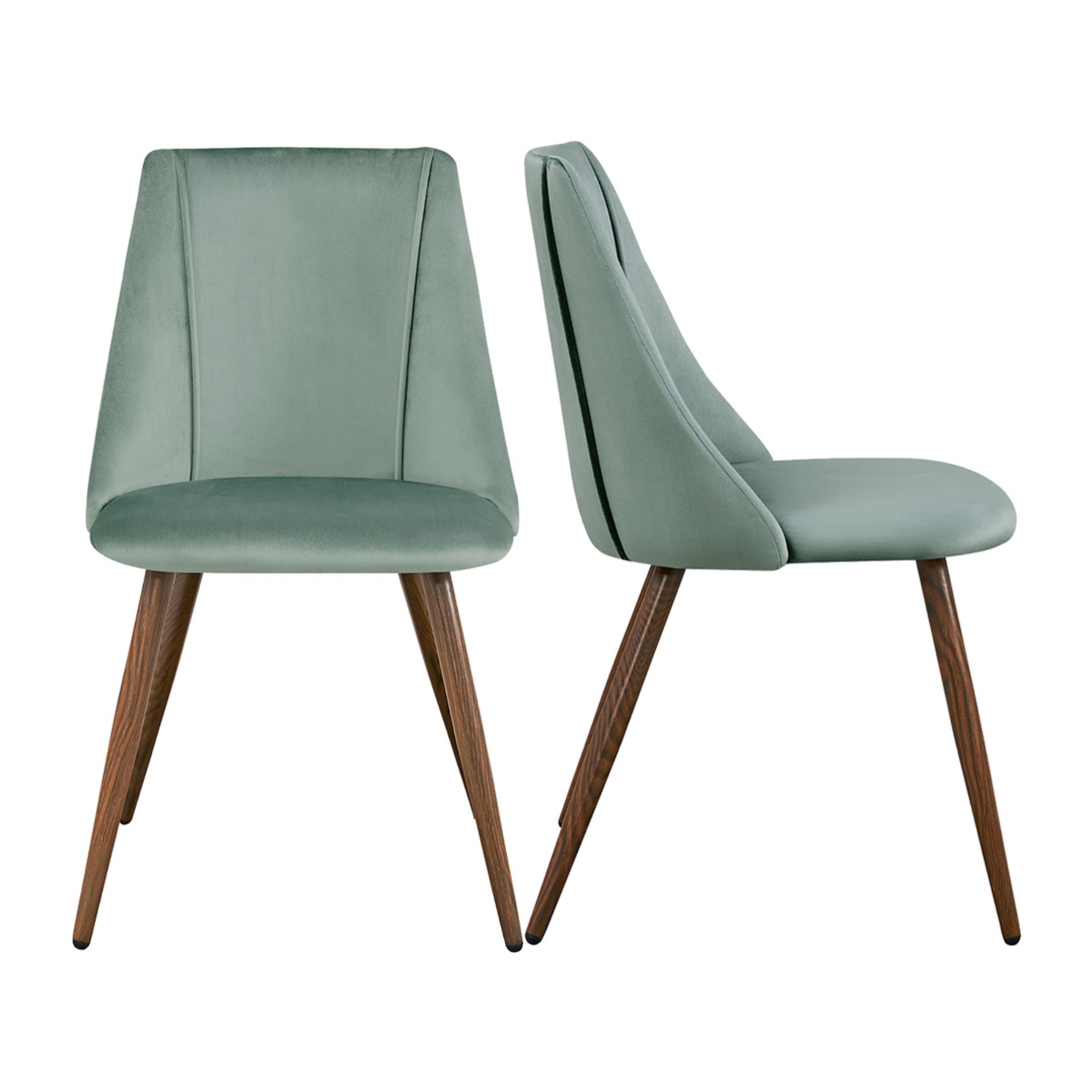 Ensemble de 2 chaises de salle à manger FurnitureR, chaises d'appoint modernes en velours avec grande assise moelleuse pour salle à manger, cuisine, salon, chambre, vert