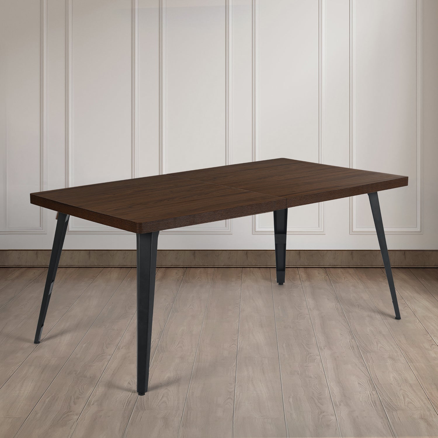 Table de salle à manger rectangulaire FurnitureR avec plateau en bois épais et robuste et pieds en acier, idéale pour la maison, la cuisine ou le bureau, marron