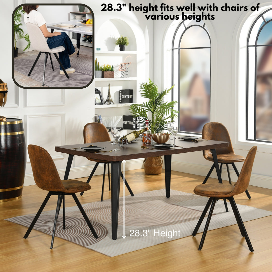 Rechteckiger Esstisch von FurnitureR mit robuster, verdickter Holzplatte und Metallbeinen aus Stahl, ideal für Küche und Büro, braun