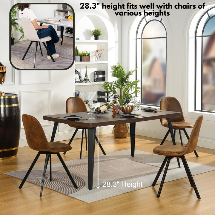 Rechteckiger Esstisch von FurnitureR mit robuster, verdickter Holzplatte und Metallbeinen aus Stahl, ideal für Küche und Büro, braun