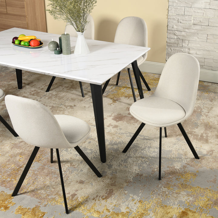 Furniture R Lot de 4 Chaises, Pivotant sur 360° without Accoudoirs and with the Pieds Radiaux en Métal, Élégantes pour la Chambre a Coucher and the Salle a Manger, Cremefarben, Beige, 41 x 46 x 77 cm