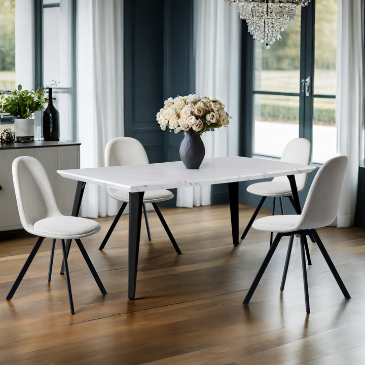 FurnitureR 150 cm Rectangular Living Room and Kitchen Table, Suitable for 6-8 People, Vintage Brown Wood Tray with Bevelled Edge and Flat Iron Legs, 150 x 80 x 74 cm