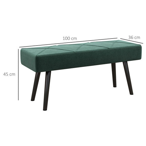 FurnitureR Banquette Rembourrée en Velours Vert, Banquette Lit, Banquette D'entrée, Motif en X, Jusqu'à 120 kg, 100 x 36 x 45 cm