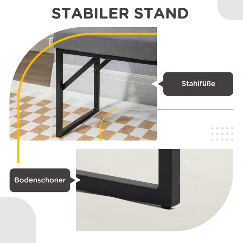 FurnitureR Banquette Rembourrée en Velours, Banquette Lit, Banquette de Maquillage, Banquette D'entrée, Gris Foncé, 115 x 46 x 49cm