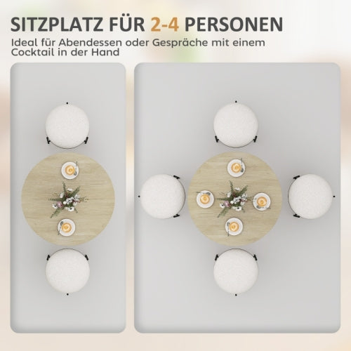 FurnitureR Table à Manger Ronde, Style Industriel avec Pieds en Acier, pour Salle à Manger, Cuisine, Chêne Ø 80 x 75cm