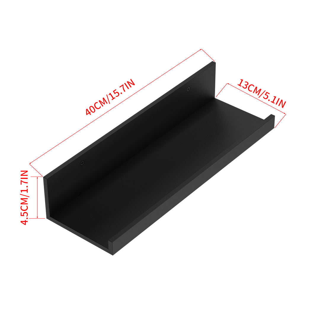 Étagères flottantes en bois FurnitureR, lot de 4, largeur 40 cm (15,75 pouces), style rustique, noires, à fixer au mur pour le salon.