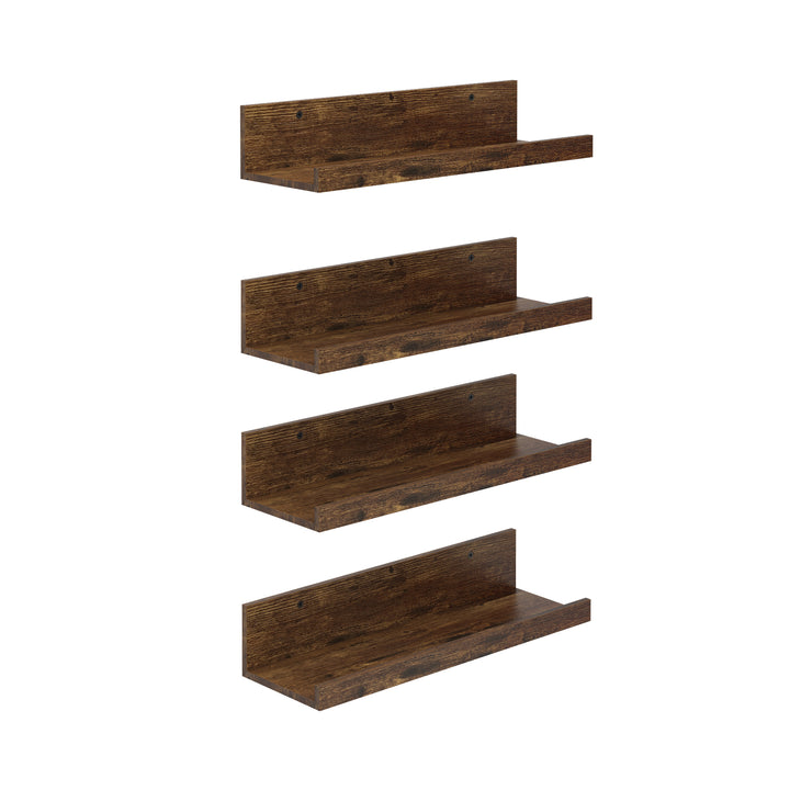 Étagères murales flottantes en bois FurnitureR, 40 cm de large, style rustique, marron, pour salon.