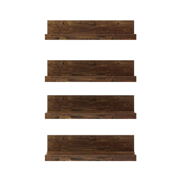 Étagères murales flottantes en bois FurnitureR, 40 cm de large, style rustique, marron, pour salon.