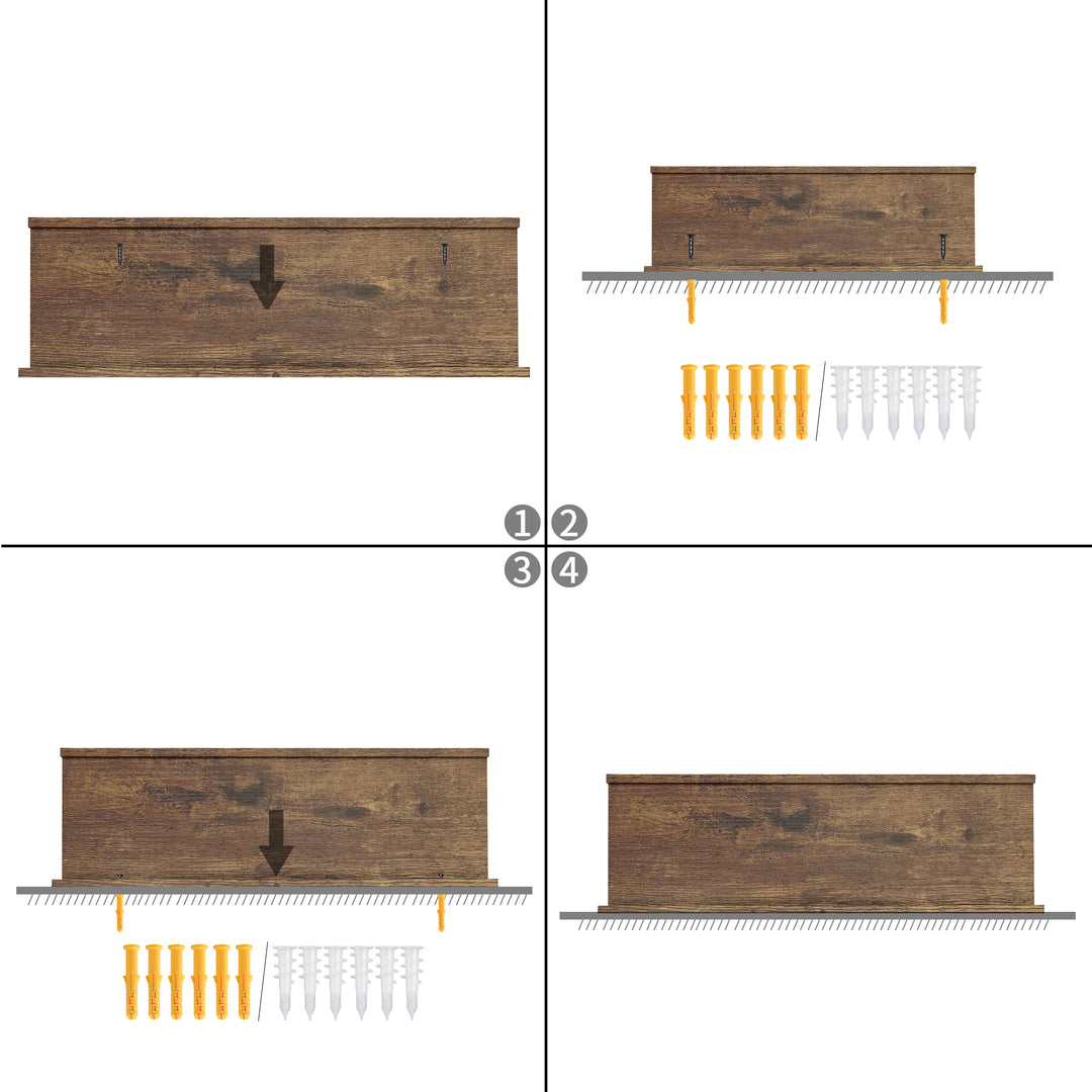 Étagères murales flottantes en bois FurnitureR, 40 cm de large, style rustique, marron, pour salon.