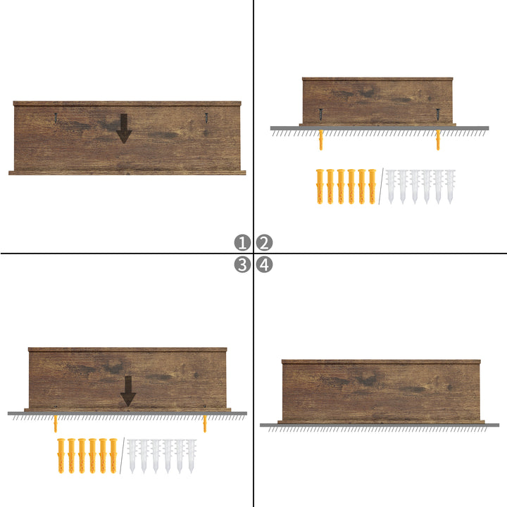 Étagères murales flottantes en bois FurnitureR, 40 cm de large, style rustique, marron, pour salon.