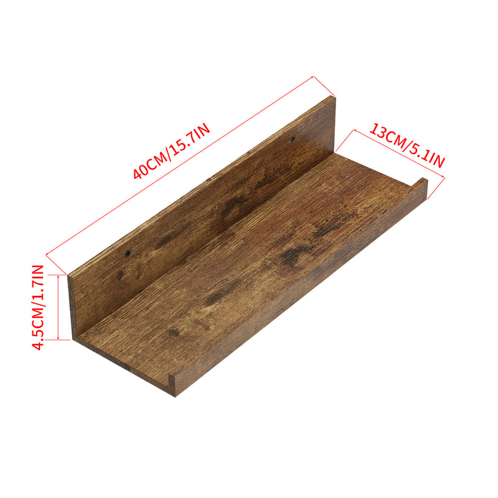 Étagères murales flottantes en bois FurnitureR, 40 cm de large, style rustique, marron, pour salon.