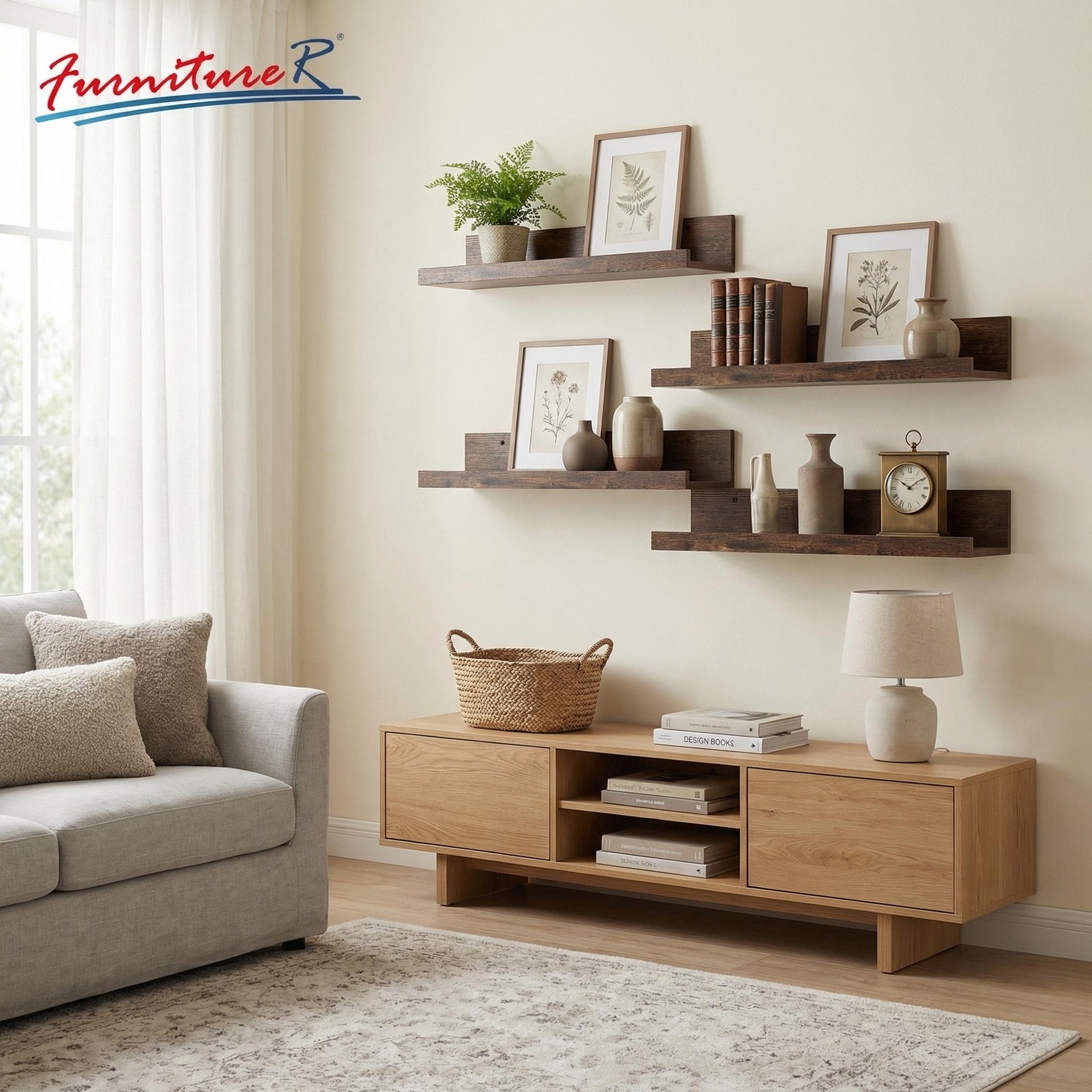Ambilevous FurnitureR Étagère Murale Vintage 4 Pièces Bois MDF Marron